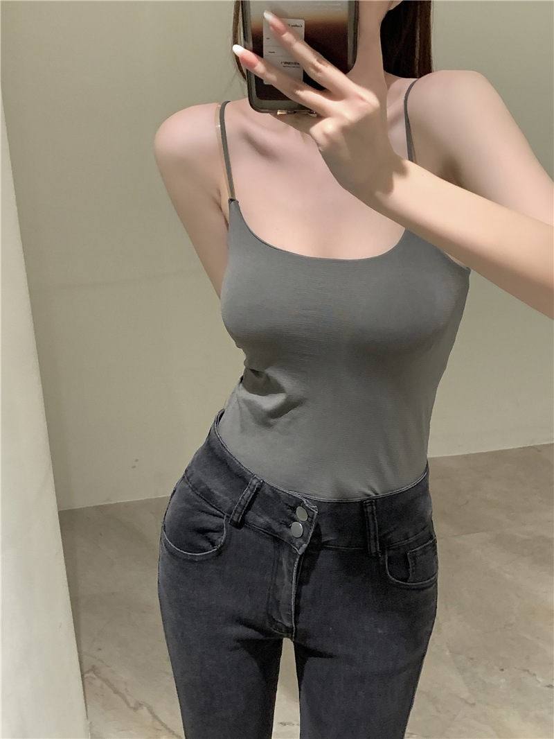 春夏无痕辣妹内搭纯欲美背吊带背心带胸垫外穿打底上衣裹胸抹胸女详情13