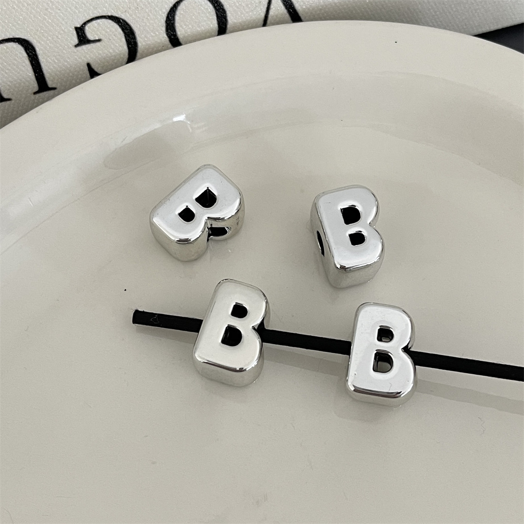 diy acrylic silver large-hole letter beads jewelry accessory package, hanging mobile phone chain accessory, stringing beads, scattering beads pic 7
