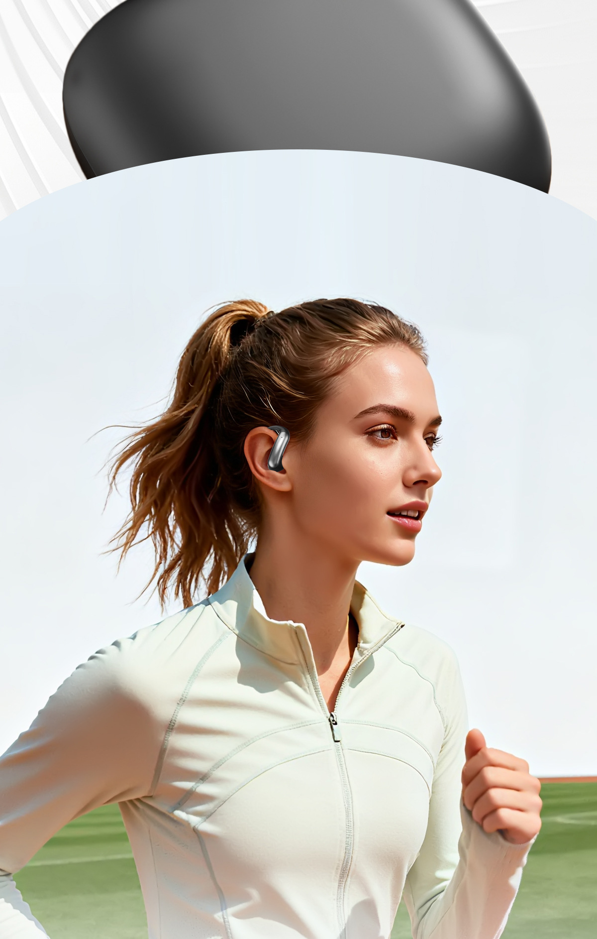 Nuevo producto smart crossover nuevo M144 orejar montado OWS semi-en el oído abierto bluetooth auriculares con doble pantalla de número modelo privado pic 8