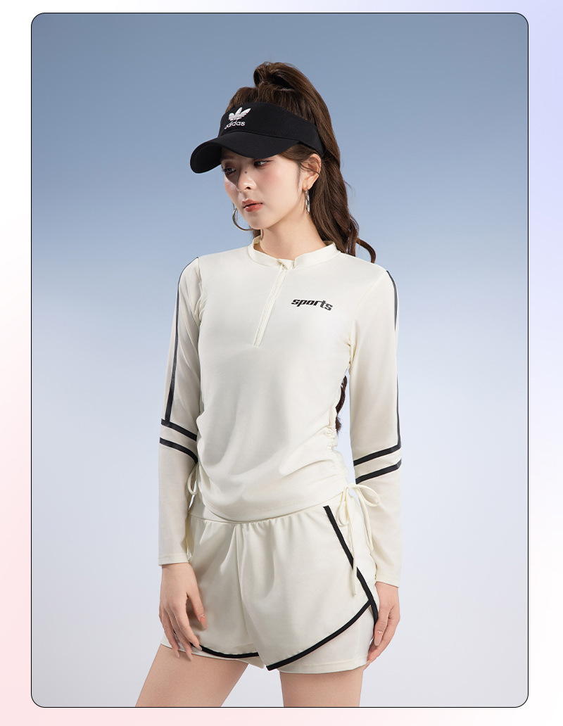 The new two-piece swimsuit for women is conservative. It dries quickly, slimming and concealing the belly. It is a long-sleeved sports swimming suit specially designed for swimming pools to hide flesh pic 13