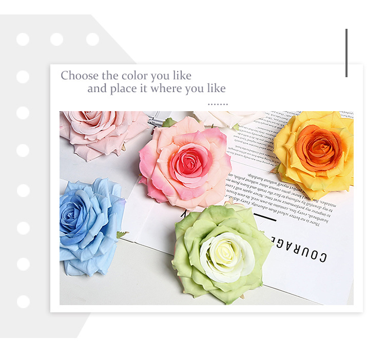 10cm角玫花头仿真花渐变多色ins风手工DIY配件手腕花胸花蛋糕装饰详情4