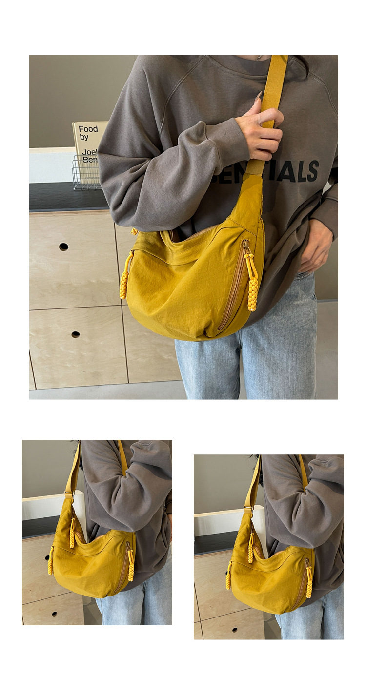 时尚布包女学生上课挎包尼龙布斜挎包大容量单肩包日系出游饺子包详情21