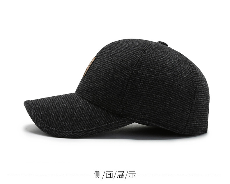 冬季新款绵中标棒球帽老年款户外秋冬休闲中老年加厚护耳男士百搭详情9