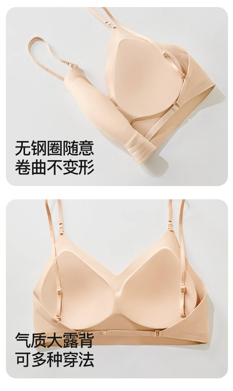 无痕粉底液隐形内衣女小胸聚拢大露背U型交叉挂脖美背吊带文胸罩详情21