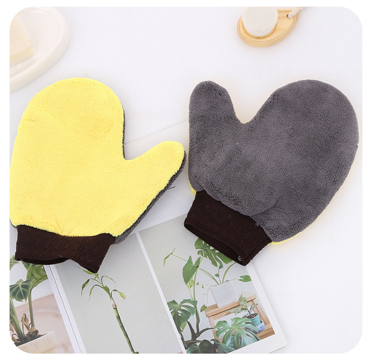 【 Chi Jia 】 Car wash gloves, waterproof rags, bear paw plush car towels, coral fleece gloves, car paint surface pic 12