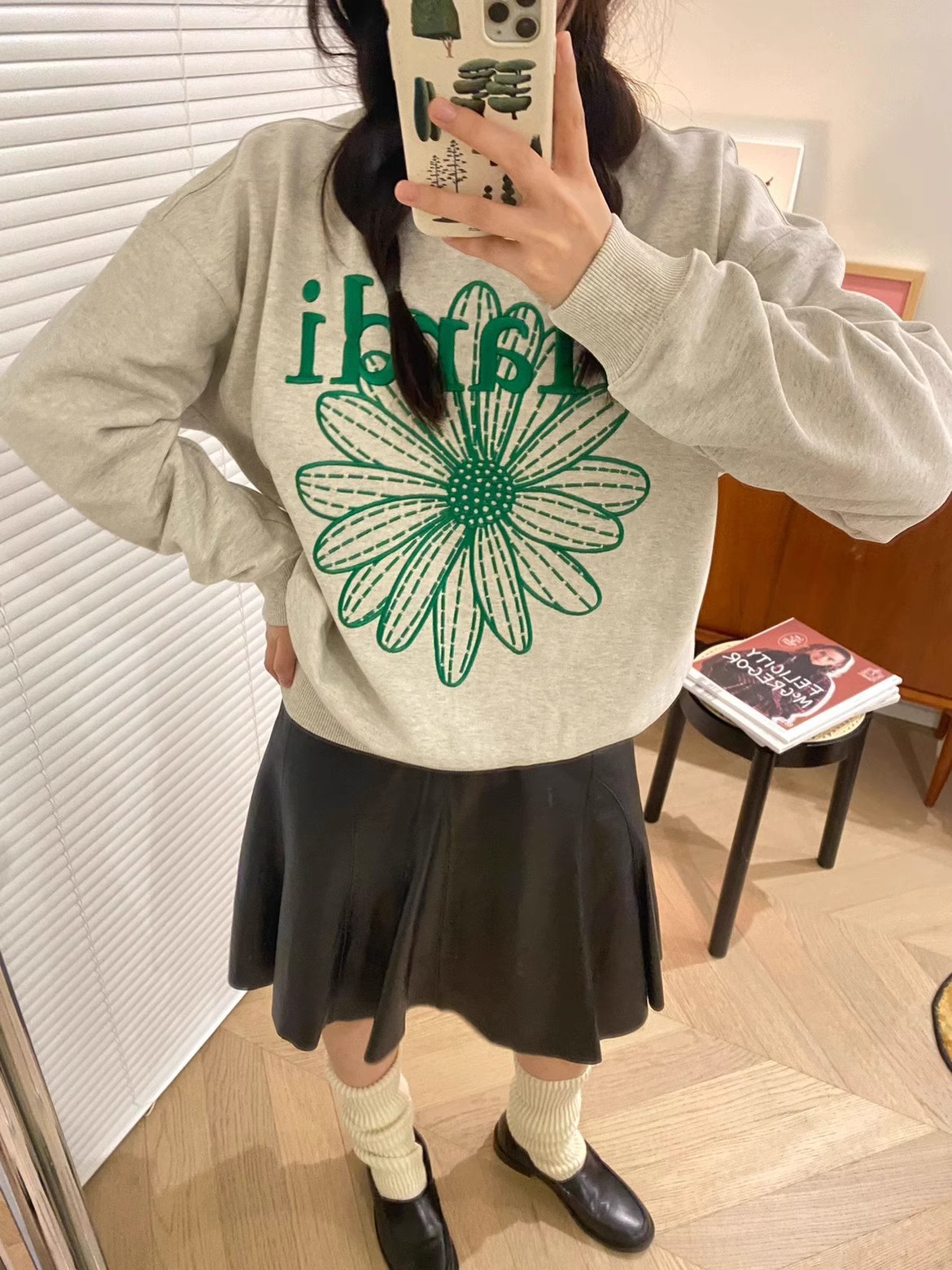 现货韩国潮牌Mardi卫衣女小雏菊24新款印花圆领上衣一件代发详情37