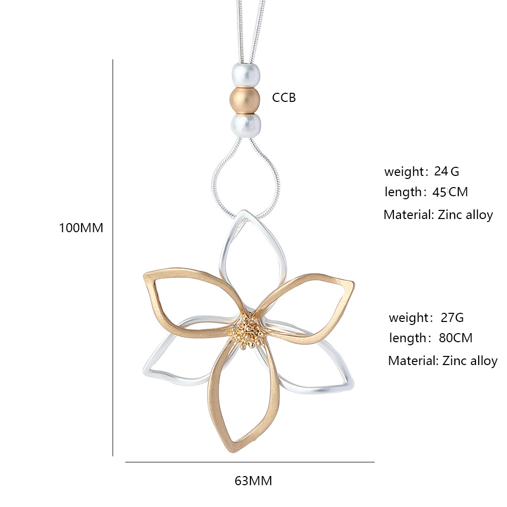欧美外贸爆款简约高级感ins风大花时尚女饰品长链项链吊坠毛衣链详情5