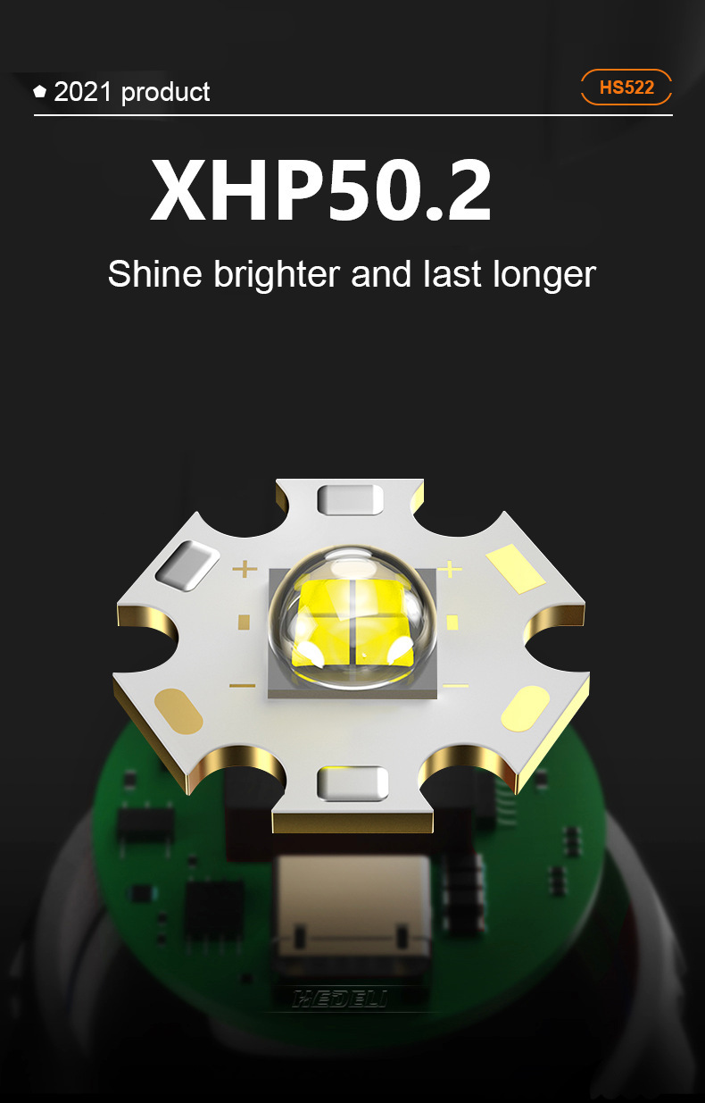 户外爆款强光照明手电筒p50灯芯USB充电强光家用防水巡逻手电筒详情5