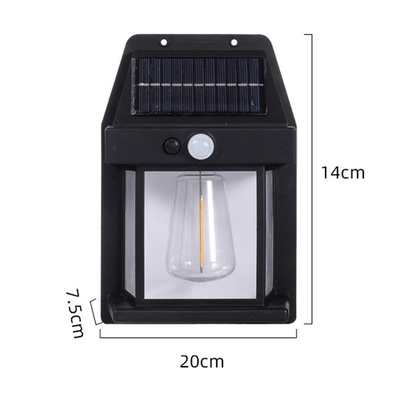 Solar-powered outdoor wall lamps, human-sensing three-mode tungsten filament garden villa courtyard night lights, rainproof led lights pic 9