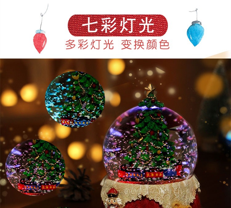 Customized light luxury music box, luminous crystal ball ornament, living room wine cabinet, Christmas tree, snowman, Christmas luminous decoration pic 7