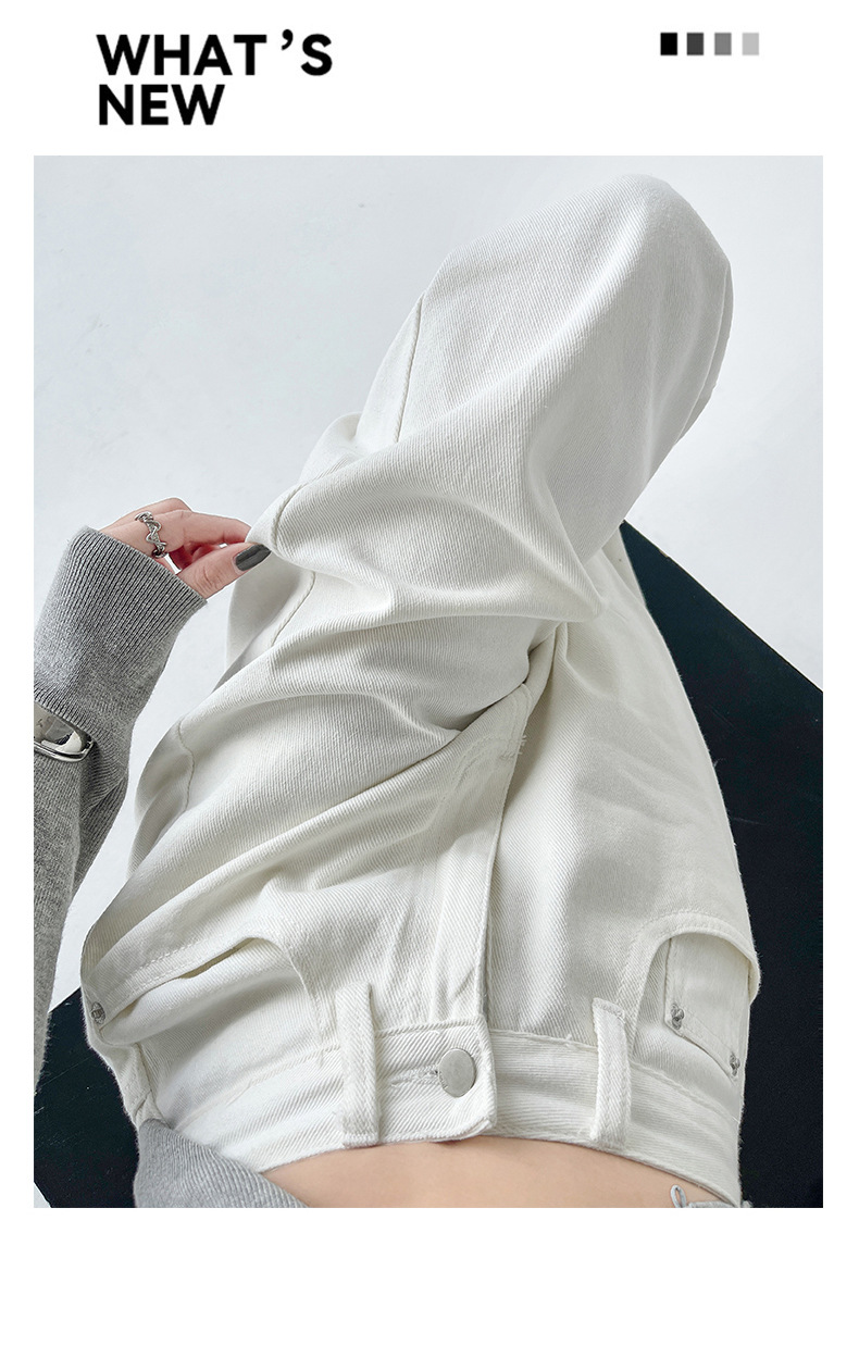 白色阔腿牛仔裤女秋季2025年新款梨形身材高腰宽松拖地直筒裤子女详情37