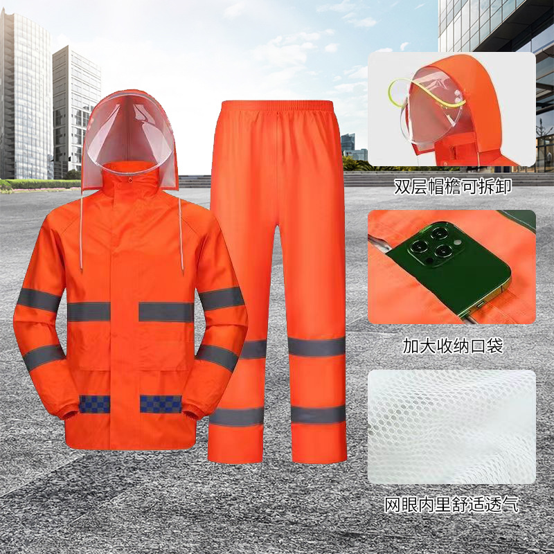 新款雨衣雨裤套装全身男女款防水款透气成人户外反光分体雨衣批发详情5