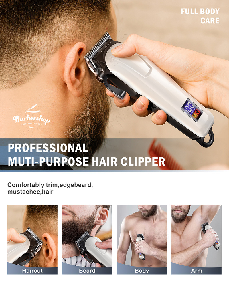 Cross-border Amazon exclusive supply of best-selling hair salon electric digital display hair clippers, electric clippers, rechargeable hair razors, and electric clippers pic 4