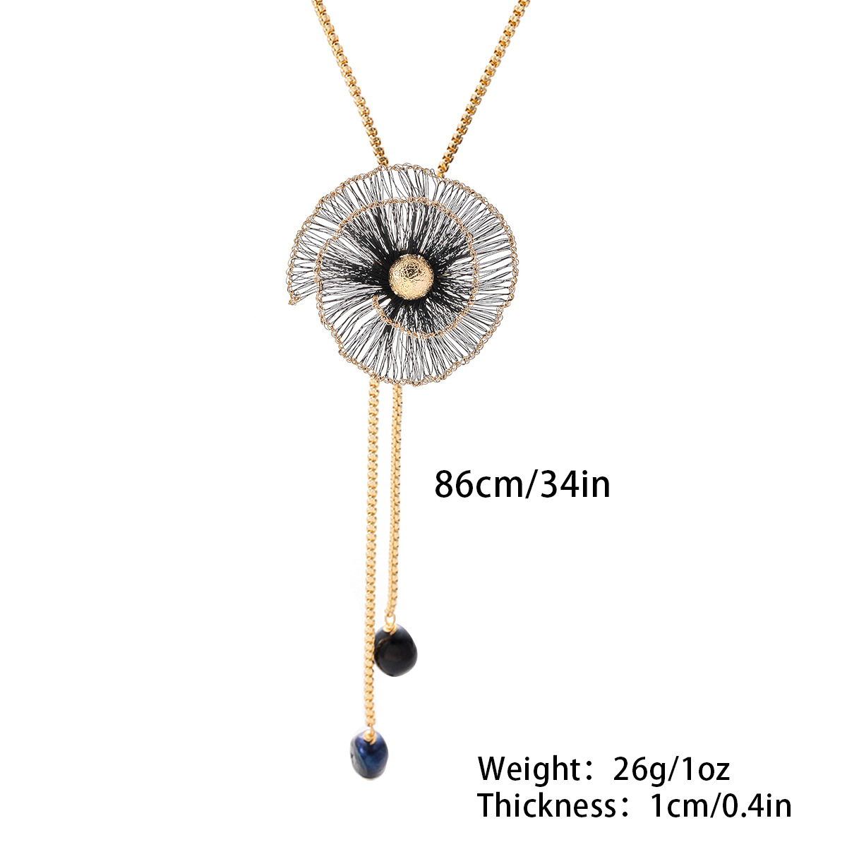 铜丝手工勾丝山茶花耳环项链套装轻奢高级感镶嵌珍珠耳饰套装首饰详情6