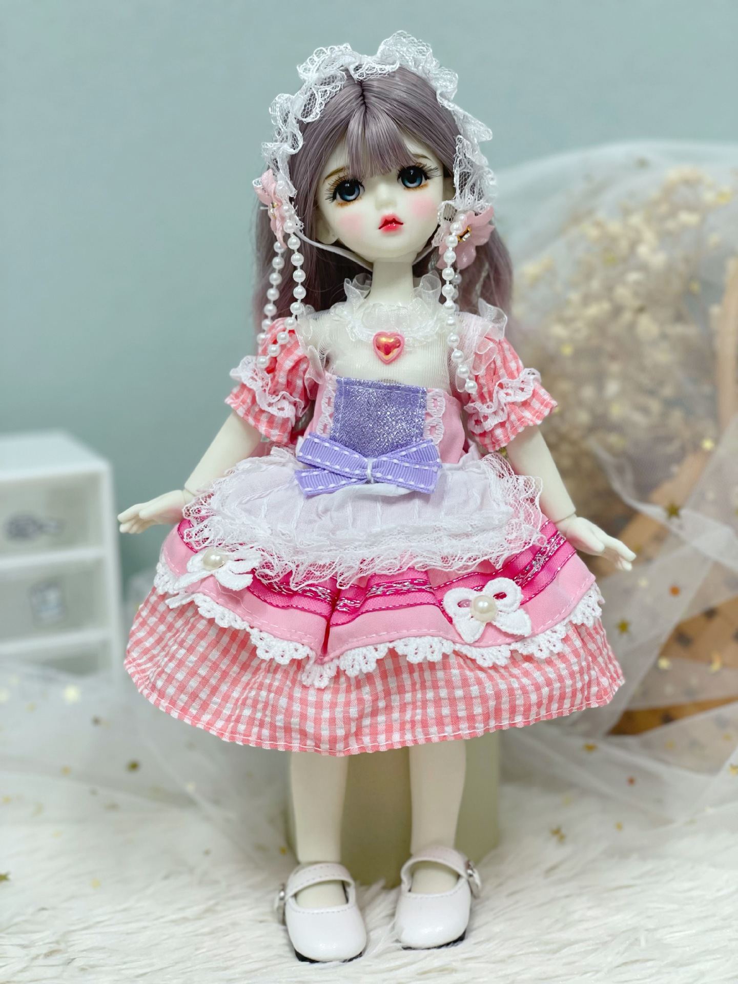 6 points bjd doll dress-up clothes, 30 cm doll set dress, autumn and winter outfits, Lolita jk maid dress pic 21
