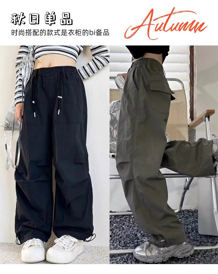 女童工装裤春秋款2025新款儿童潮酷穿搭秋装阔腿裤女大童秋季裤子详情1
