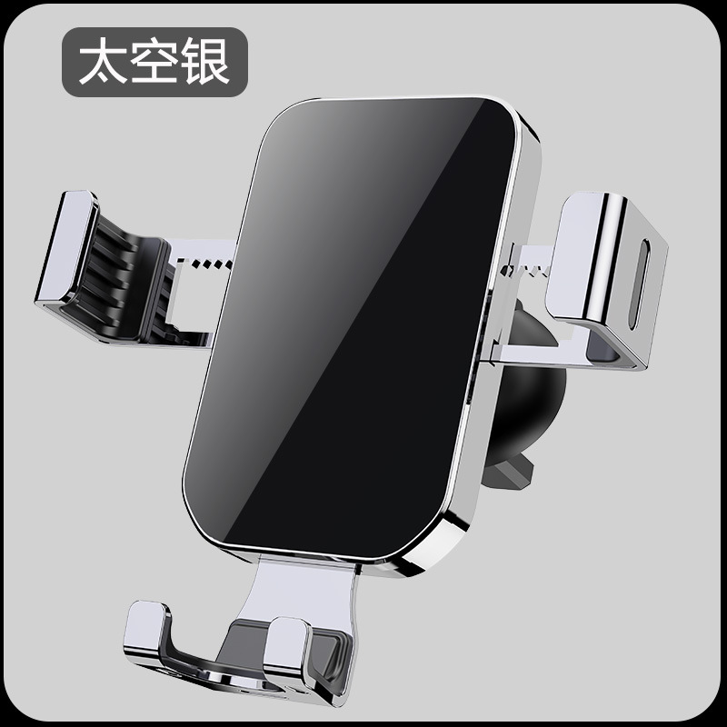 YC12 Gravity Phone Stand (Mirror surface + Hook) Metal Lock Hook Air Outlet Car phone stand, car gravity phone stand, car air outlet phone stand clamp pic 10