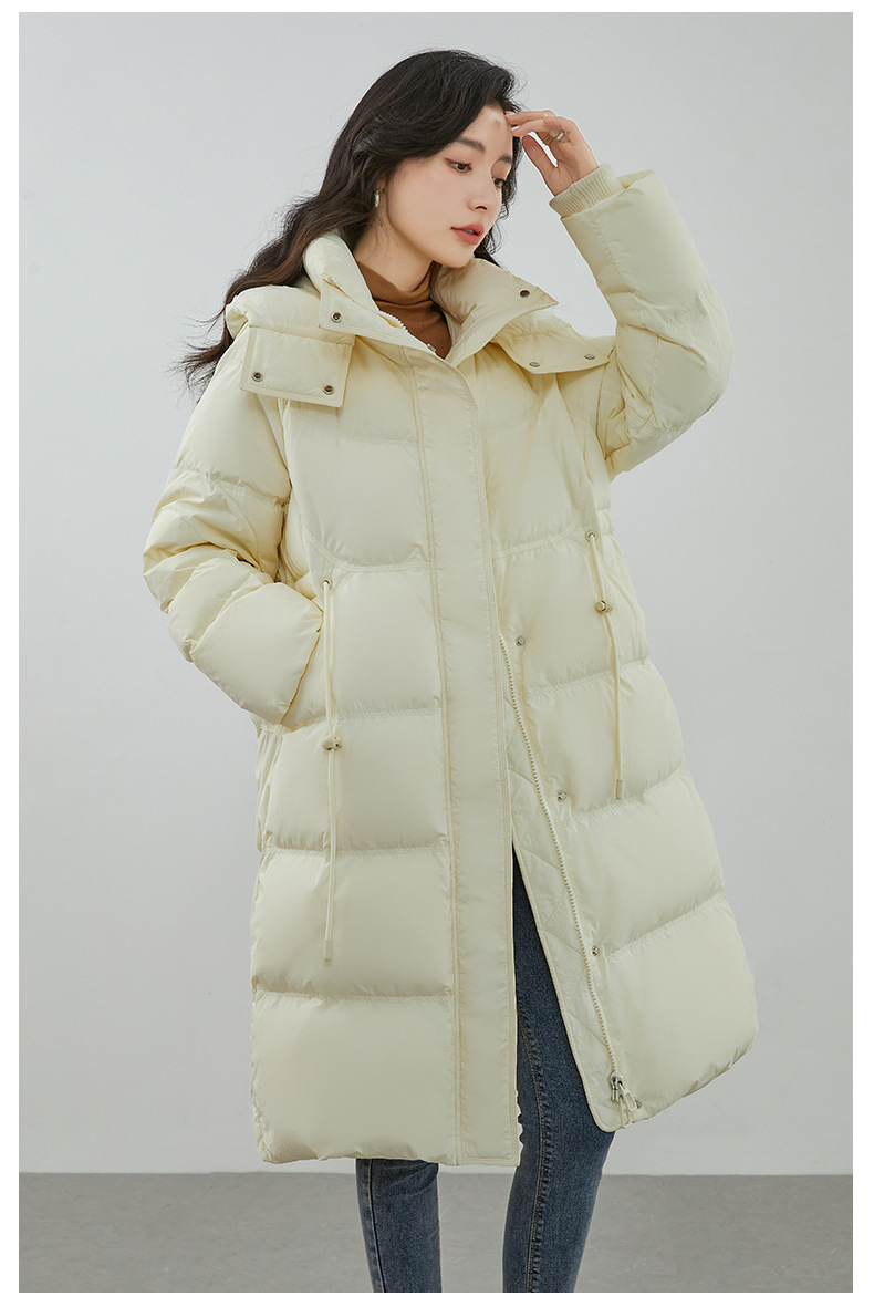 极寒大码羽绒服女2025冬季新款连帽过膝长款加厚收腰百搭外套平湖详情13