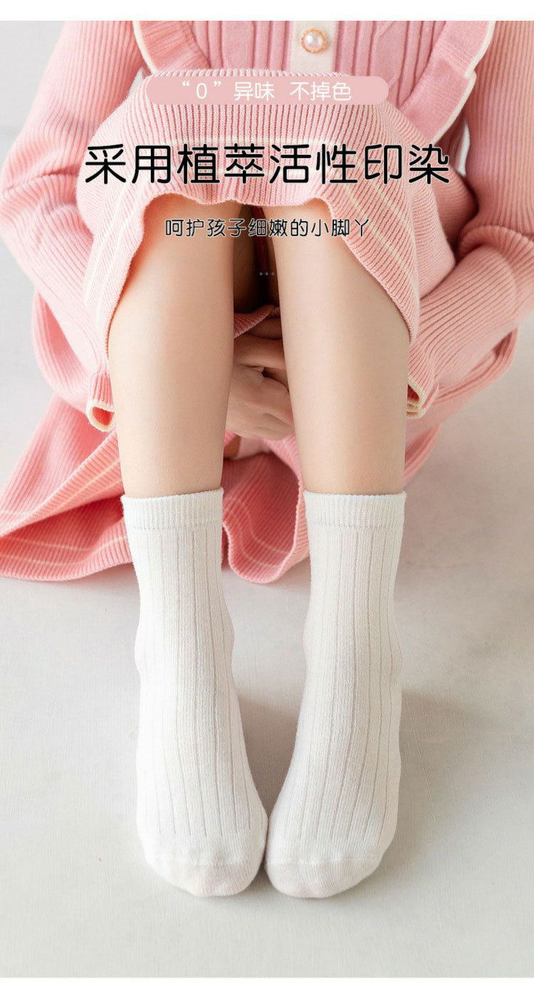 一件代发女童袜子春秋款儿童纯色中大童棉袜中筒袜女孩同色公主袜详情5