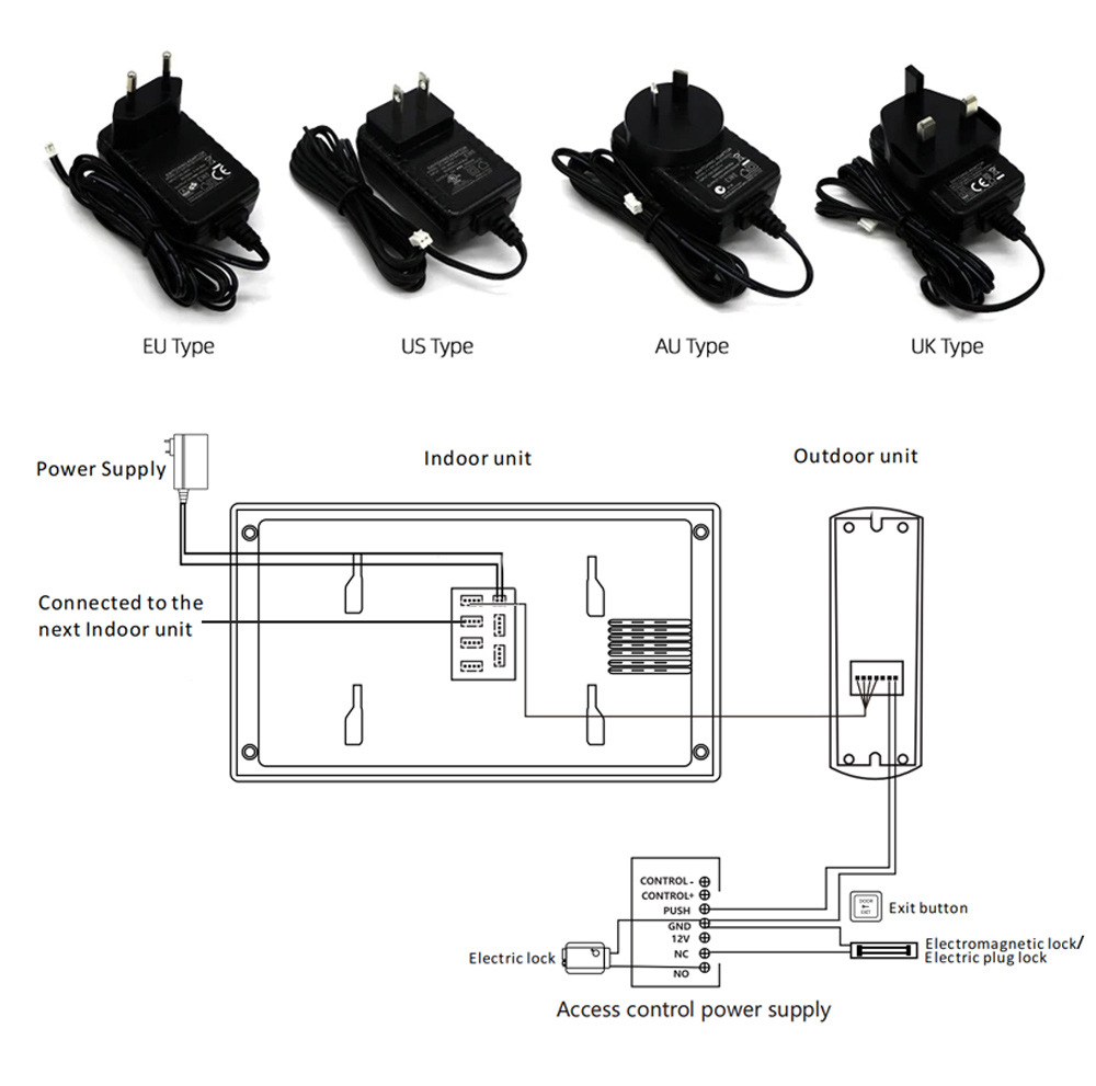 Venta directa de fábrica video timbre intercom visión nocturna hd ir smart villa home set interior cerradura intercom comercio exterior timbre de puerta al por mayor pic 11