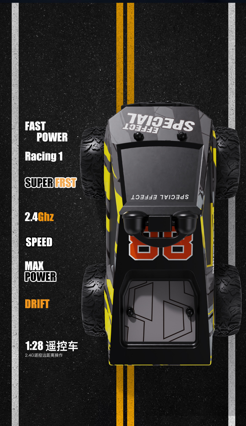 新款2.4G带航拍遥控车1:28高速漂移越野攀爬皮卡玩具高级黑科技详情2