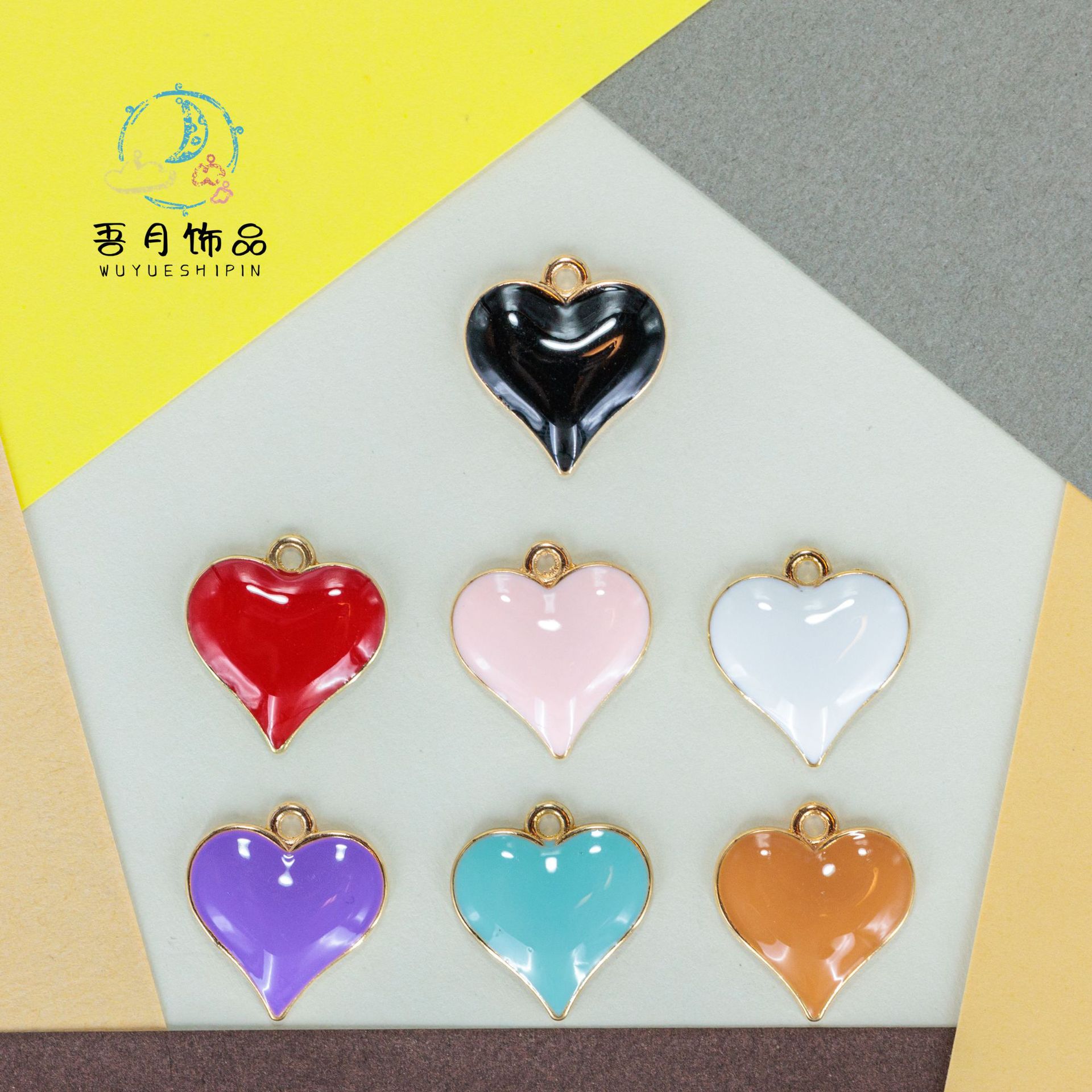 Heart-shaped necklaces, earrings, earrings, alloy oil-dripping jewelry accessories, diy material accessories, wholesale in Yiwu pic 1