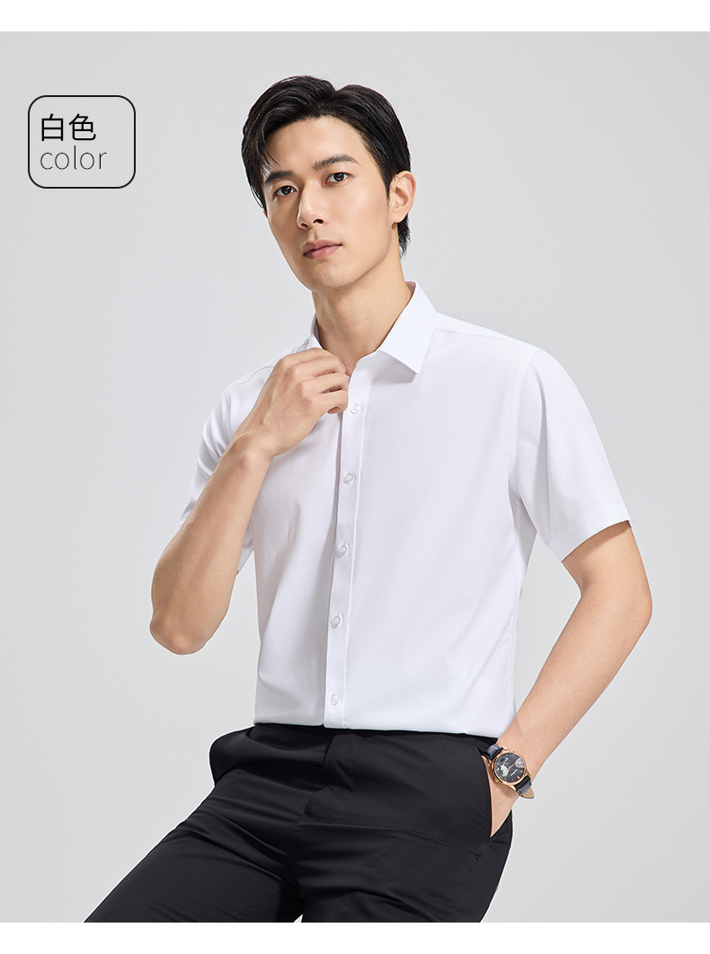 【 Mulberry Silk 】 Short-sleeved shirt for men, wrinkle-free, professional workwear top, summer thin business shirt pic 14