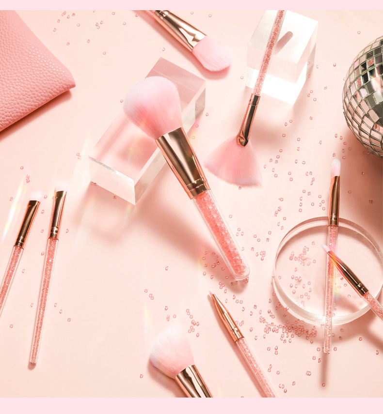 ZOREYA腮红眼影刷套装粉色水晶收纳包化妆工具美容护肤彩妆化妆刷子粉底刷组合详情19