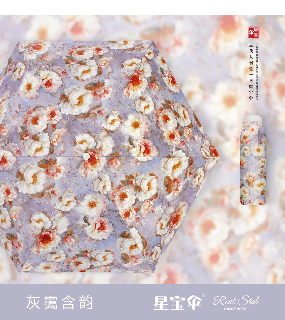 新款彩绘迷你便携太阳伞女防紫外线遮阳黑胶伞面防晒防雨日用百货挡风遮阳工具详情9
