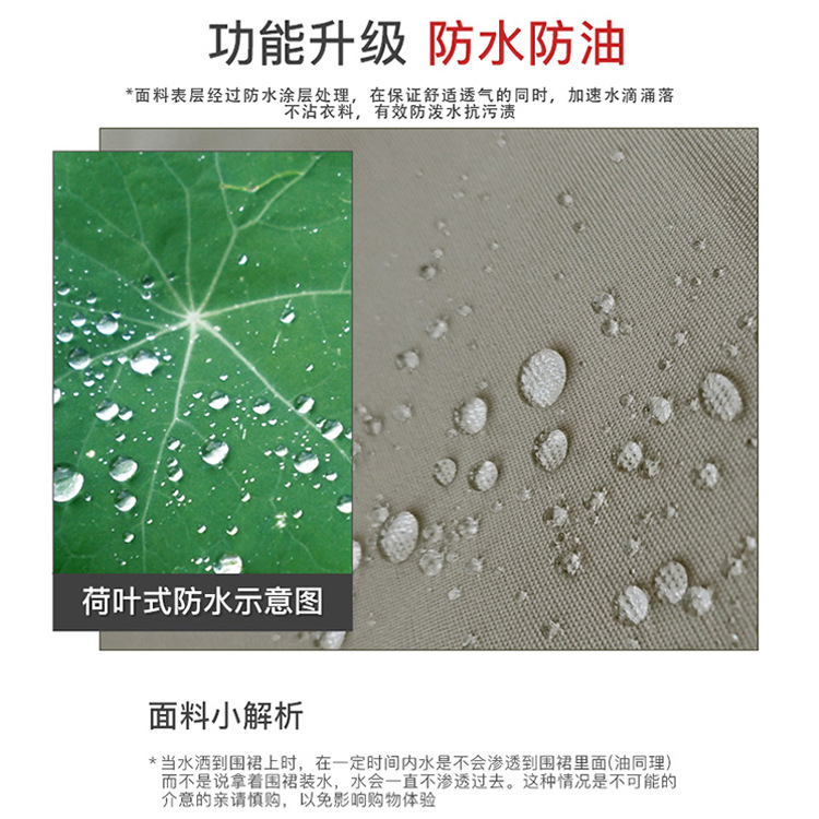 夏季防水布围裙批发家用厨房做饭餐饮咖啡奶茶店防油工作围裙印字详情2