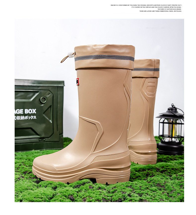 水鞋女高筒韩国雨靴纯色百搭外穿厚底防滑束口水鞋赶海防水工作鞋详情19