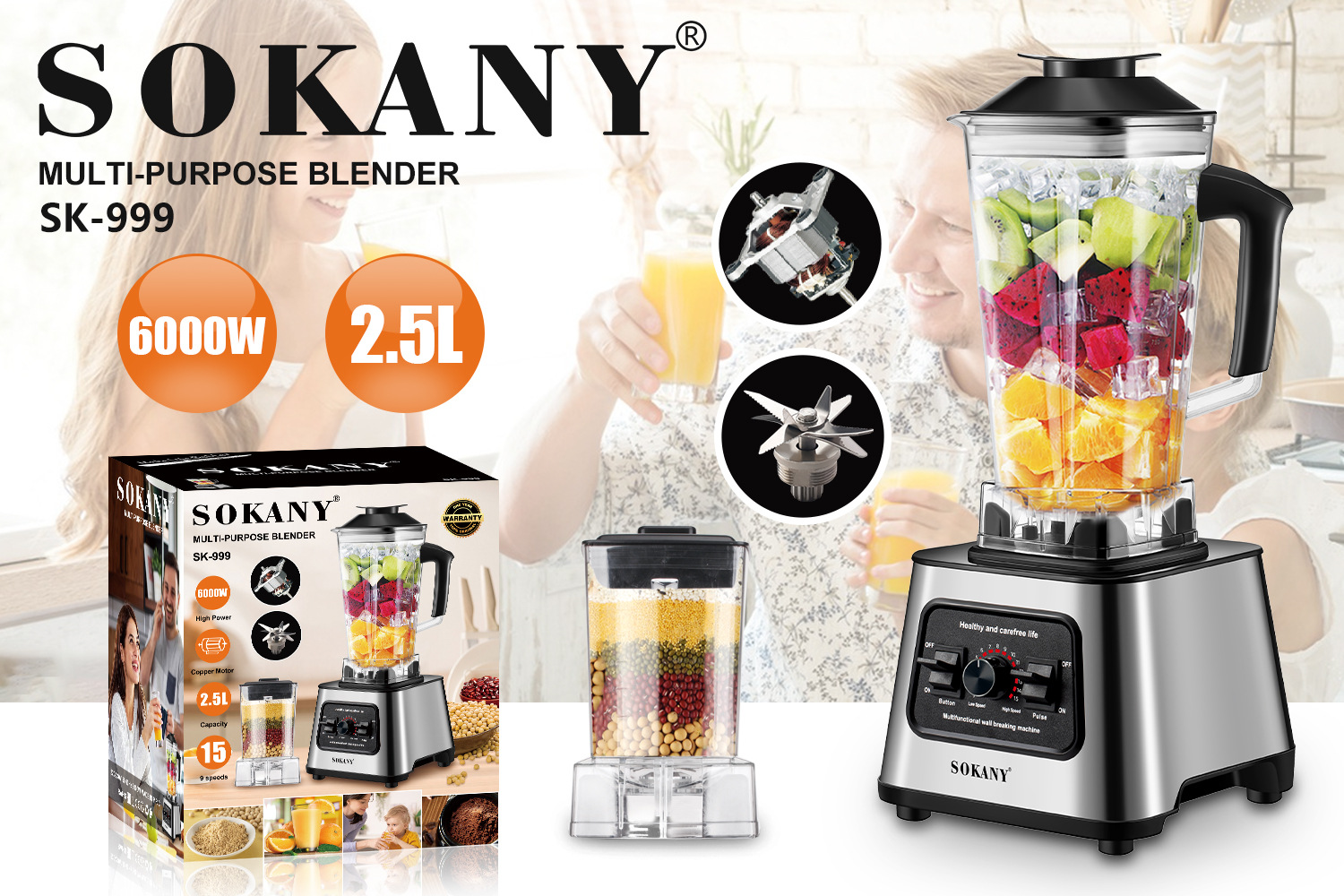 Export SOKANY999 Multi-Purpose Blender, a home dual-purpose ice breaker pic 1