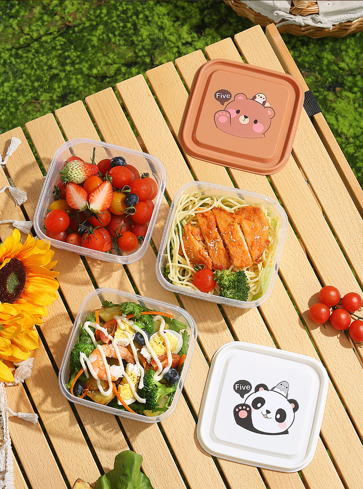 Caja de plástico de dibujos animados 3 piezas cocina refrigerador caja de almacenamiento de alimentos microondas caja de almuerzo caja de frutas pic 23