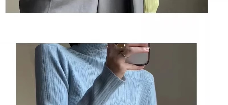 A light purple semi-high neck slim-fit innerwear with a knitted sweater for women in the spring of 2026 is a stylish and unique thin base layer pic 38