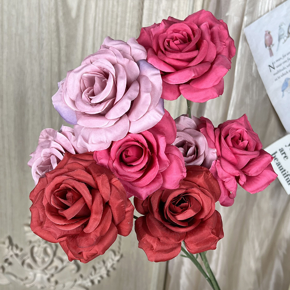 仿真钻石玫瑰假花人造花成品婚庆用花地排造景花高级感客厅插花束详情5