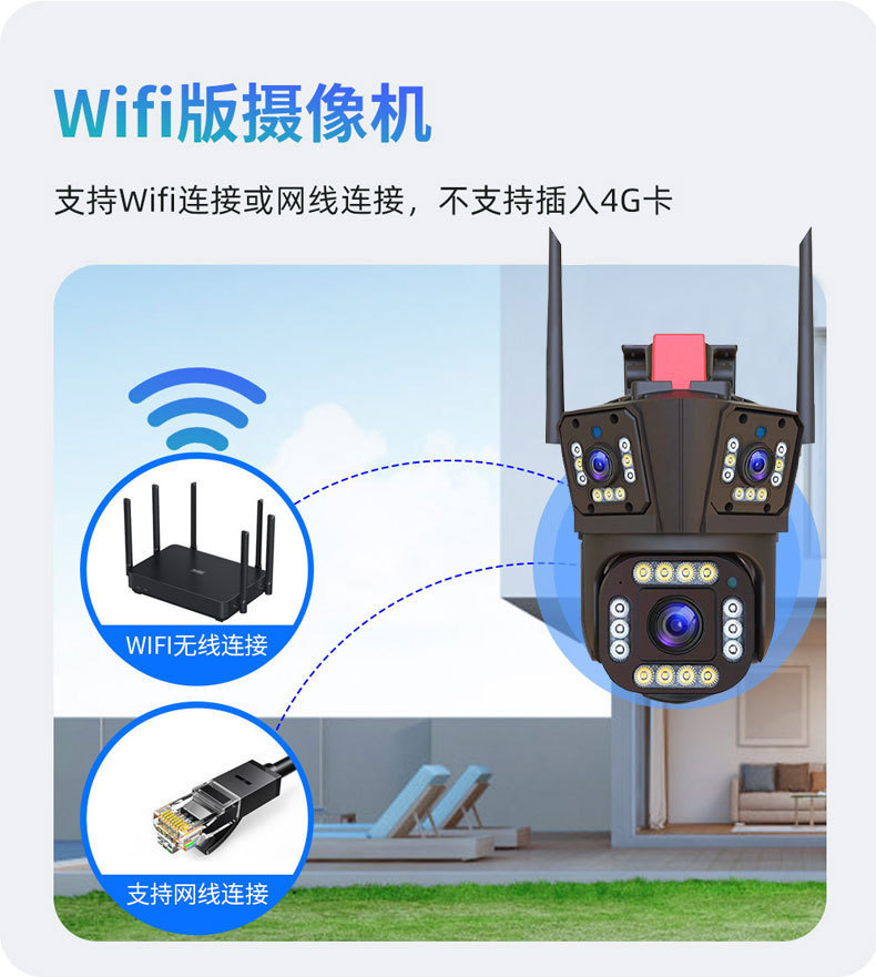 三画面监控摄像头 400万像素IPC360室外防水枪球三镜头监控摄像头详情10