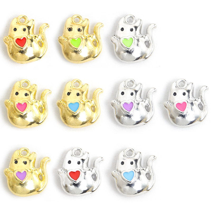 立体爱心猫咪滴油合金挂件 万圣节幽灵小鬼DIY饰品配件吊坠配饰批详情5