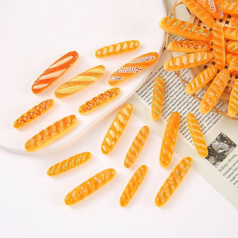 Simulation food play, baguette sticks, resin accessories, cream glue, diy hair clips, phone cases, fridge magnets, croaker buckles pic 3