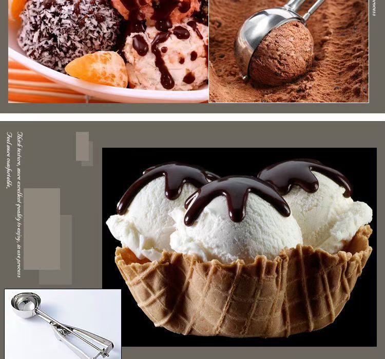 跨境爆款冰激凌勺加厚不锈钢雪糕铲冰淇淋挖球勺水果挖球器可定制详情4