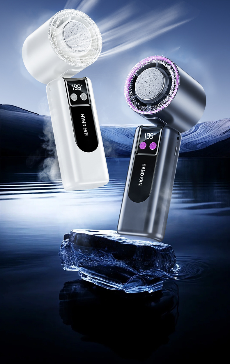 2025 New ice pack high-speed fan, semiconductor cooling handheld fan, portable charging foldable small fan pic 2