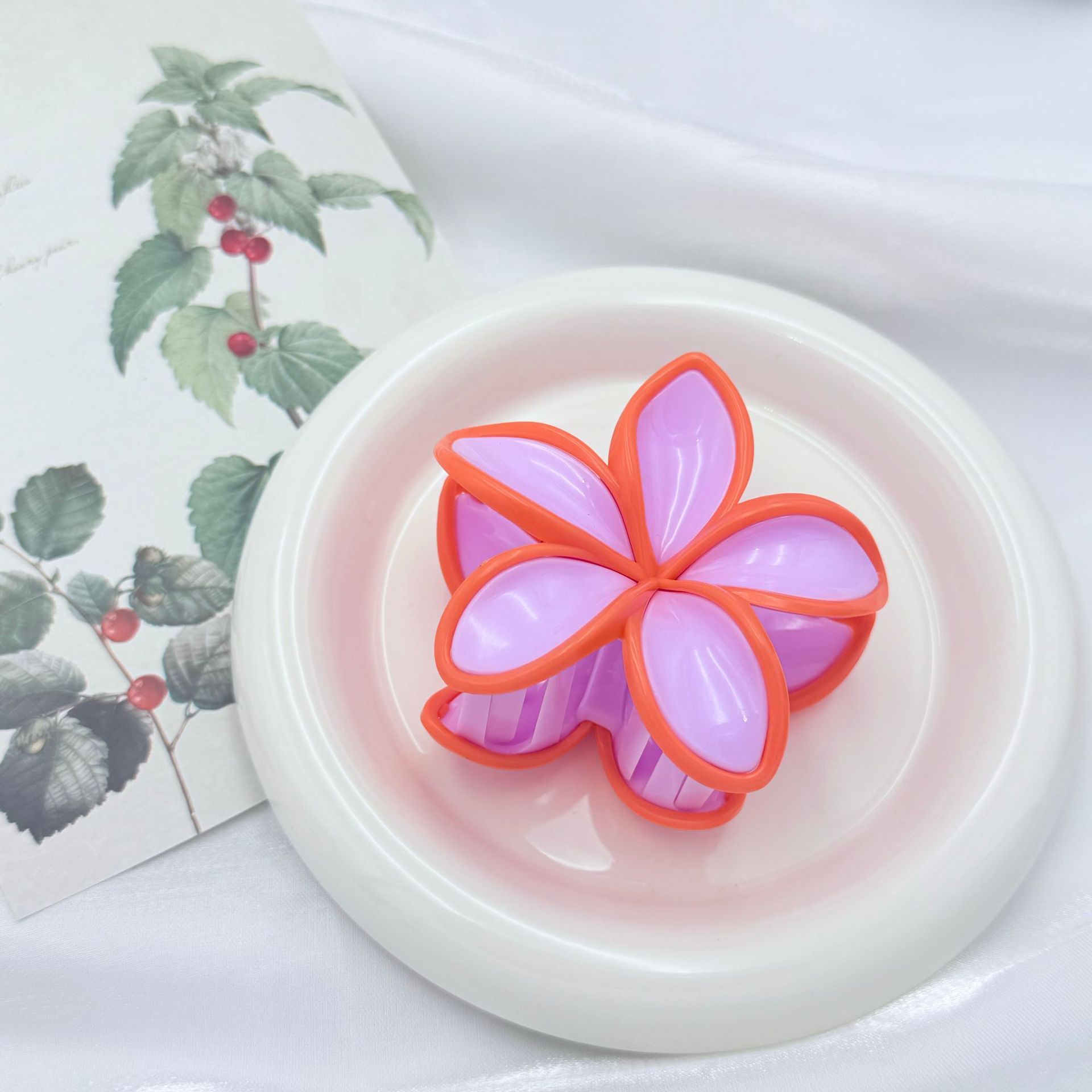 韩版爆款ins拼接花朵抓夹质感高级温柔半扎百搭发饰女鲨鱼夹详情8