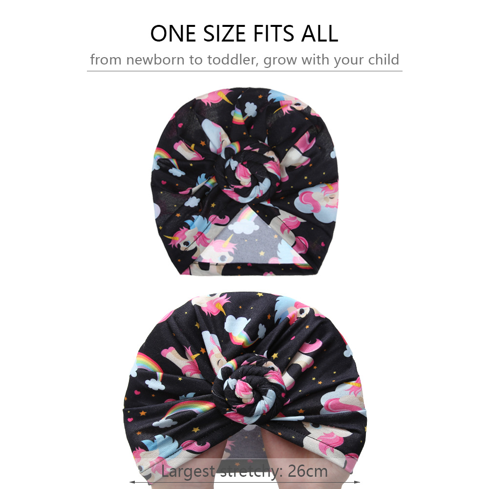 外贸新款独角兽印花印度帽宝宝胎帽欧美甜甜圈无骨帽厂家现货批发详情9