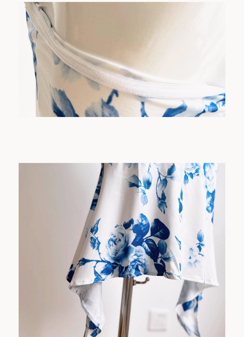 New Chinese-style slimming off-the-shoulder printed dress, blue and white porcelain body-hugging fishtail dress, sexy slit dance dress for socialite pic 20