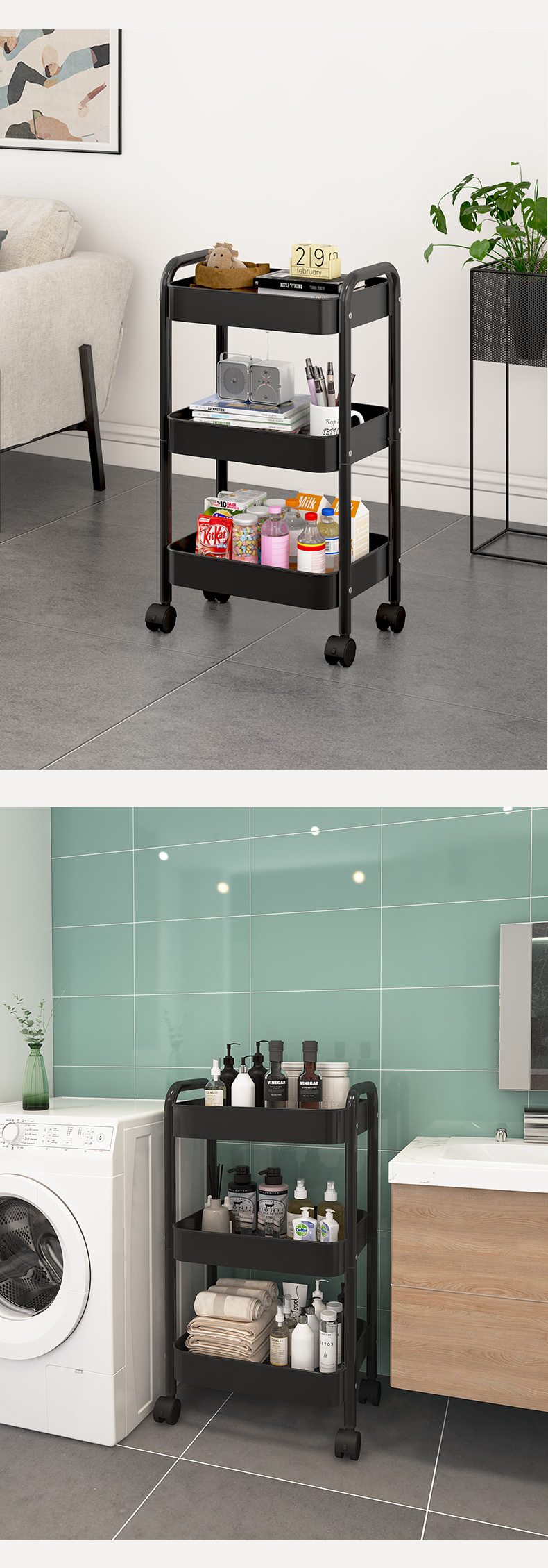 厨房多层金属置物架家用落地移动零食架客厅浴室卫生间收纳储物架详情16