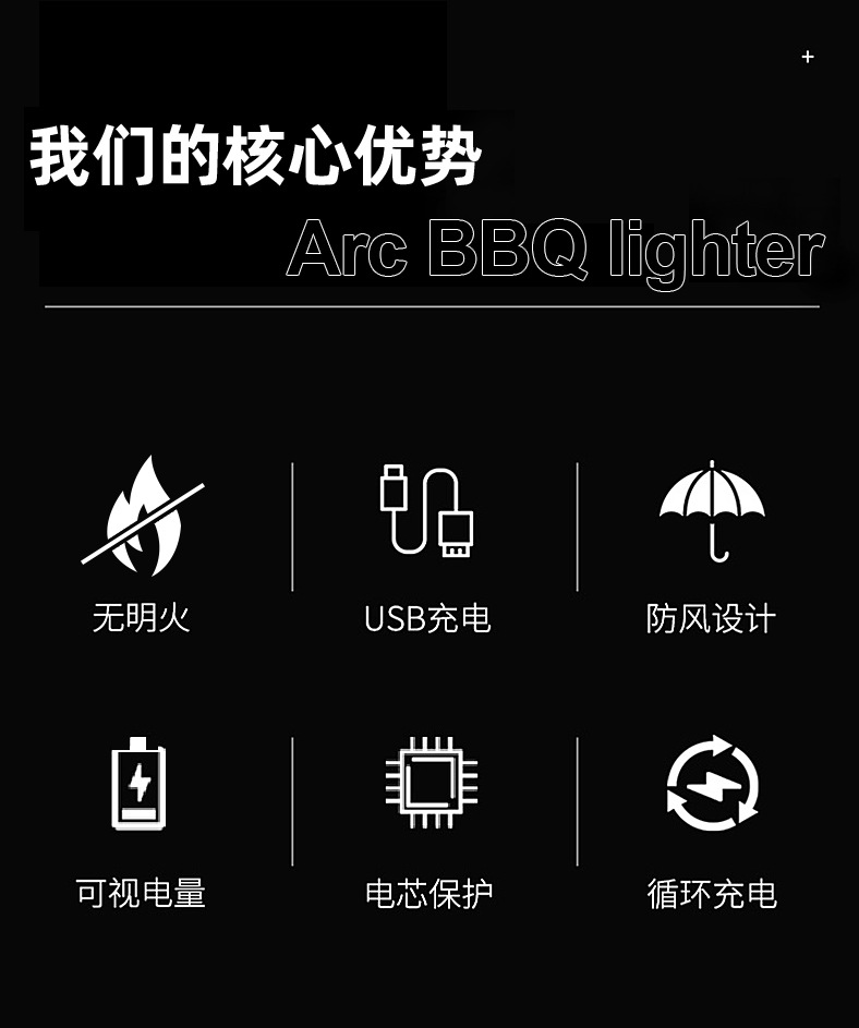 新款脉冲点火器电子充电打火机煤气灶香薰蜡烛点火棒多功能打火机详情2