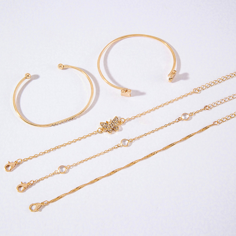 欧美跨境饰品 复古个性麻花手链仿宝石夸张朋克手镯手链4条装批发详情14