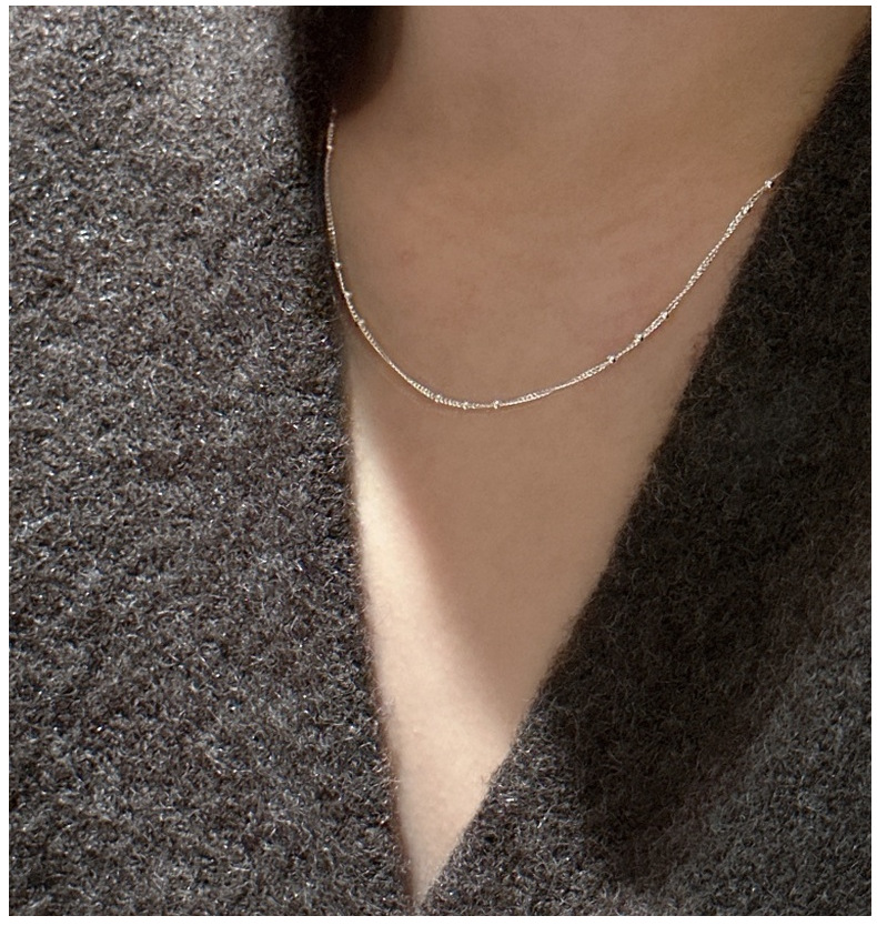 S925 sterling silver Korean version niche design hepatitis B interlocking beads fashionable collarbone chain Korean version simple Korean style necklace wholesale pic 7