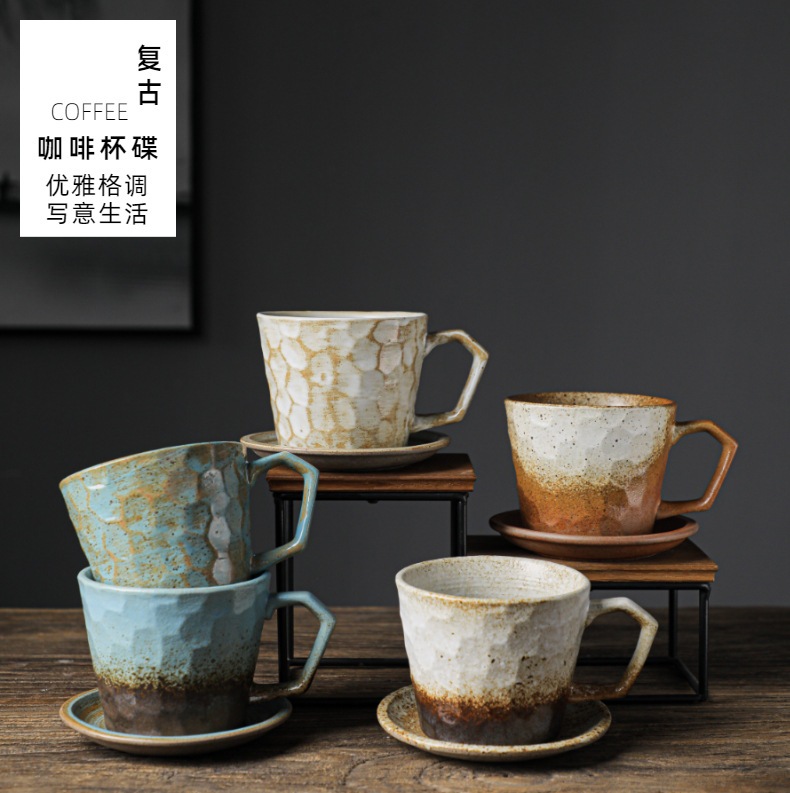 日式复古陶瓷咖啡杯碟套装创意伴手礼杯子下午茶马克杯粗陶咖啡杯详情26