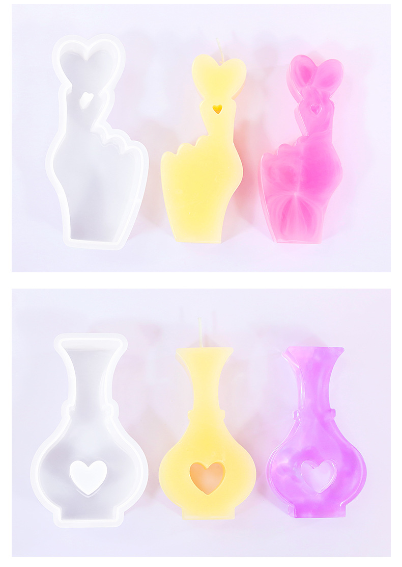diy epoxy resin Easter bunny scented candle mold, heart-shaped house, cat gypsum decorative item, silicone mold pic 14
