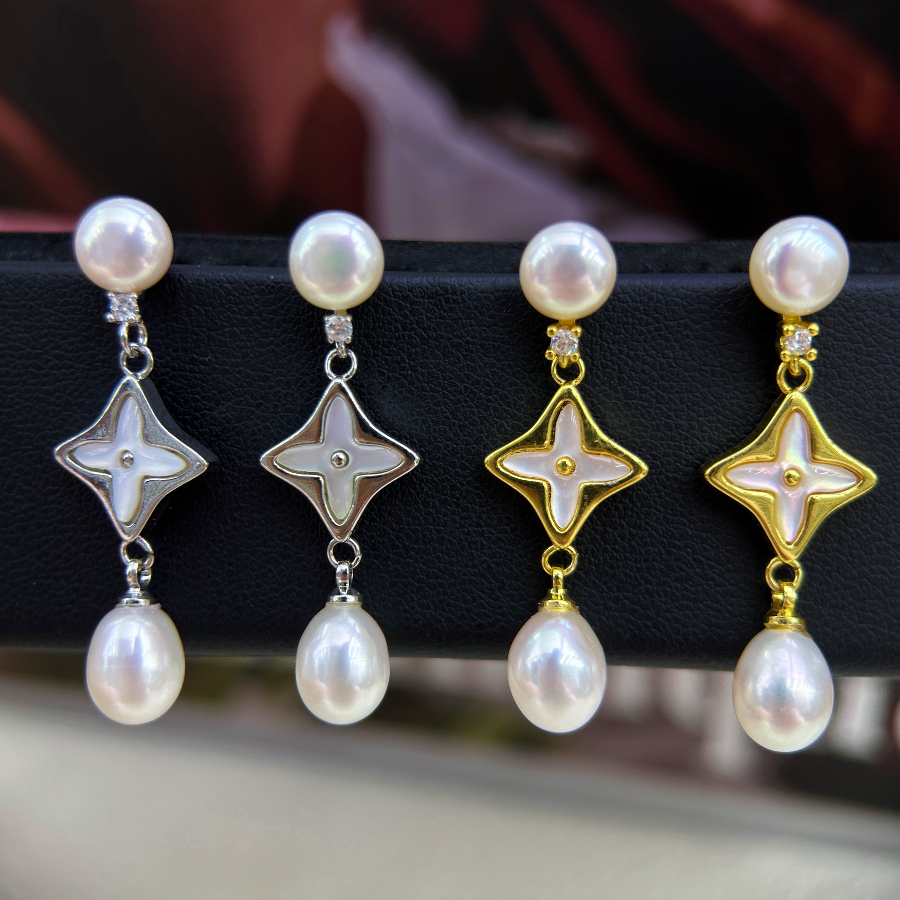 diy pendant empty stand copper-plated real gold slightly inlaid zircon pearl pendant necklace empty stand gemstone pendant wholesale pic 10